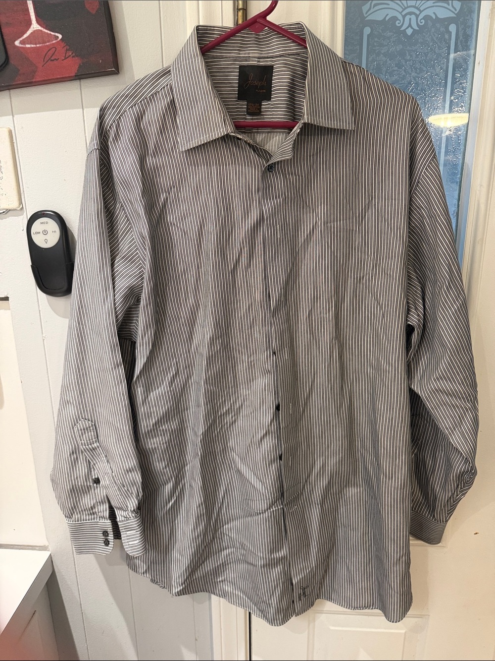 Joseph Men's Vertical Pinstripe Dress Shirt - Gray & White
